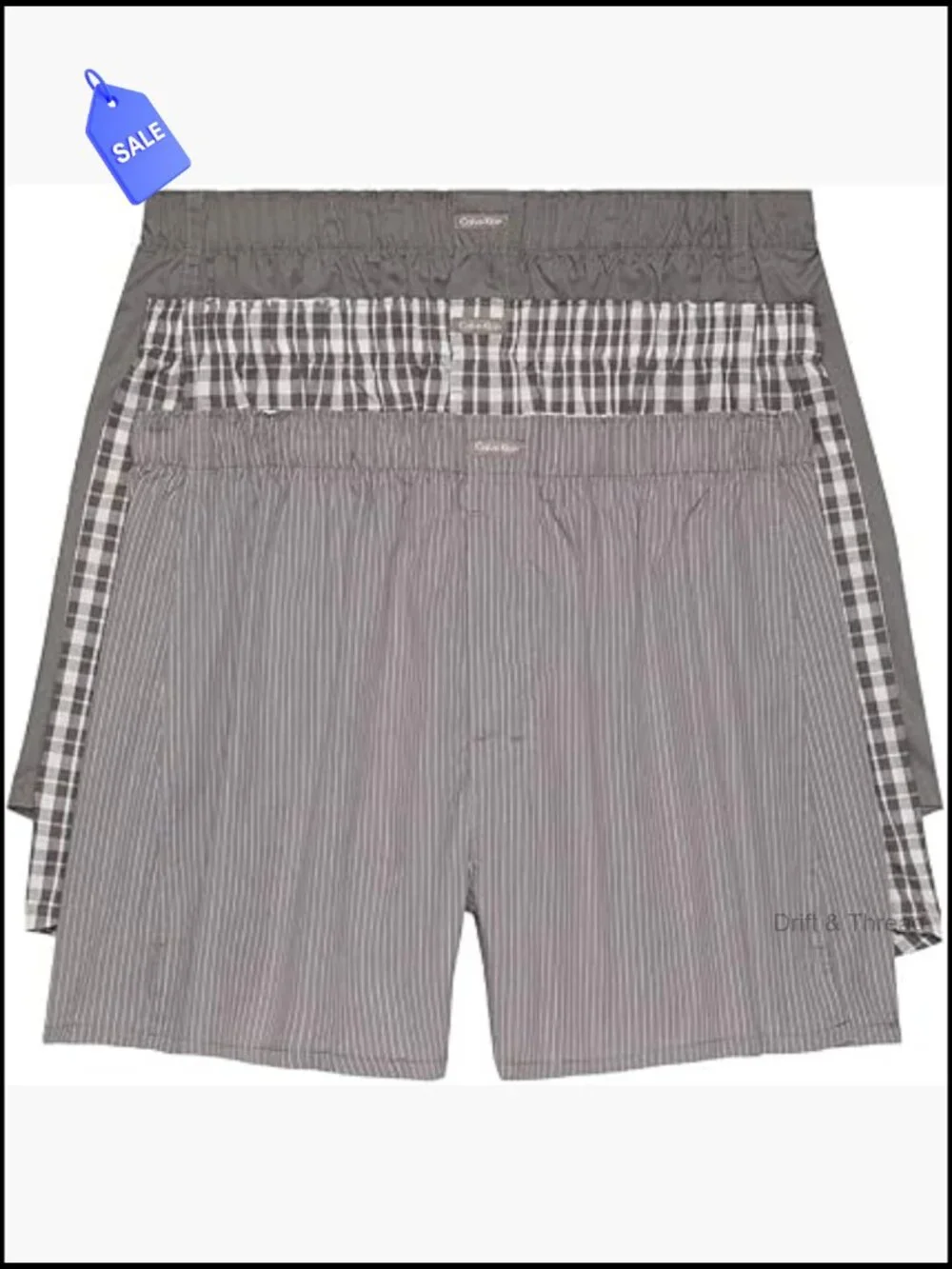 Calvin Klein Men's Cotton Woven Boxers 3-Pack Elastic Waistband